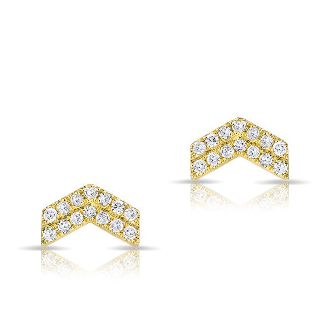 14KT Yellow Gold Diamond Mini Maverick Chevron Stud Earrings