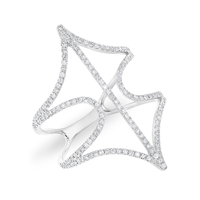 14KT White Gold Diamond Web Ring