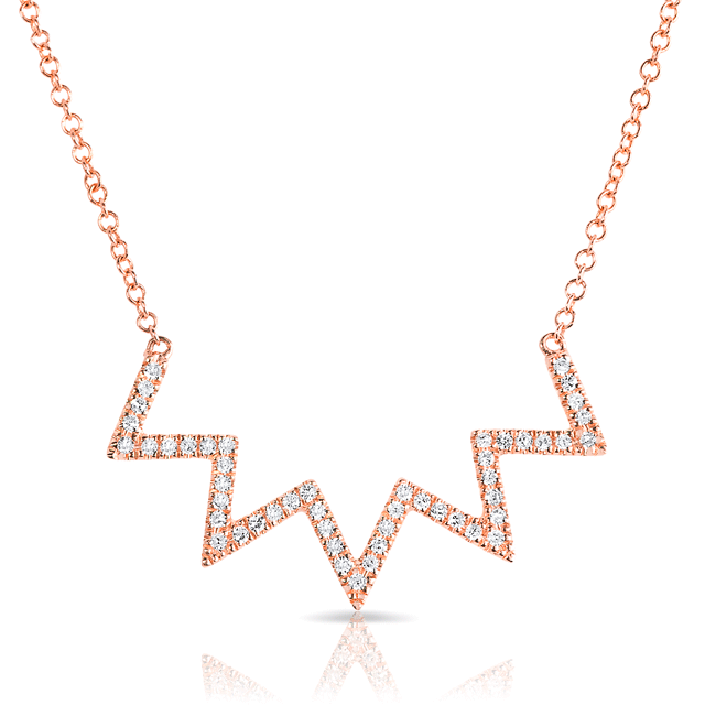 14KT Rose Gold Diamond Chevron Crown Necklace
