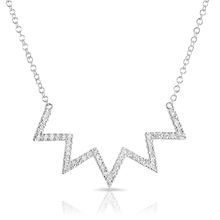 14KT White Gold Diamond Chevron Crown Necklace