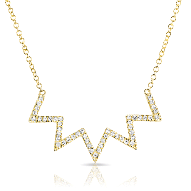 14KT Yellow Gold Diamond Chevron Crown Necklace