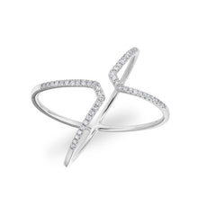 14KT White Gold Diamond Open X Ring