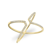 14KT Yellow Gold Diamond Open X Ring