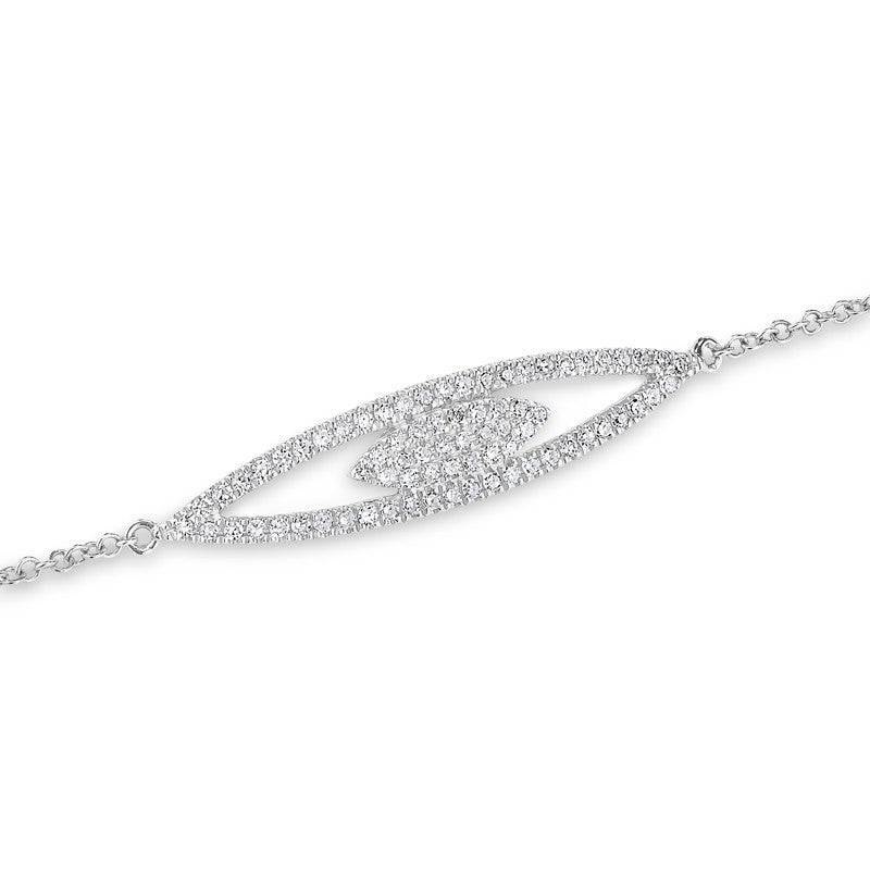 14KT White Open Double Marquis Diamond Bracelet