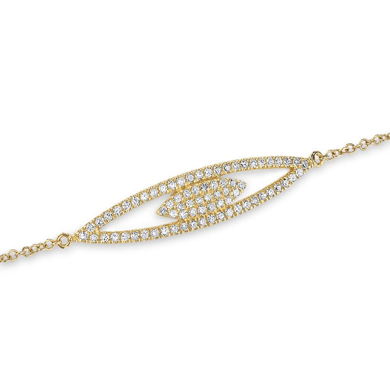 14KT Yellow Gold Open Double Marquis Diamond Bracelet