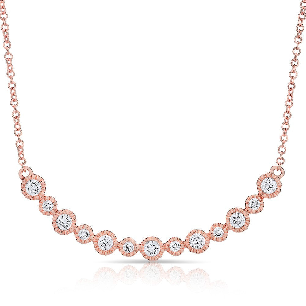 14KT Rose Gold Diamond Bezel Crescent Necklace