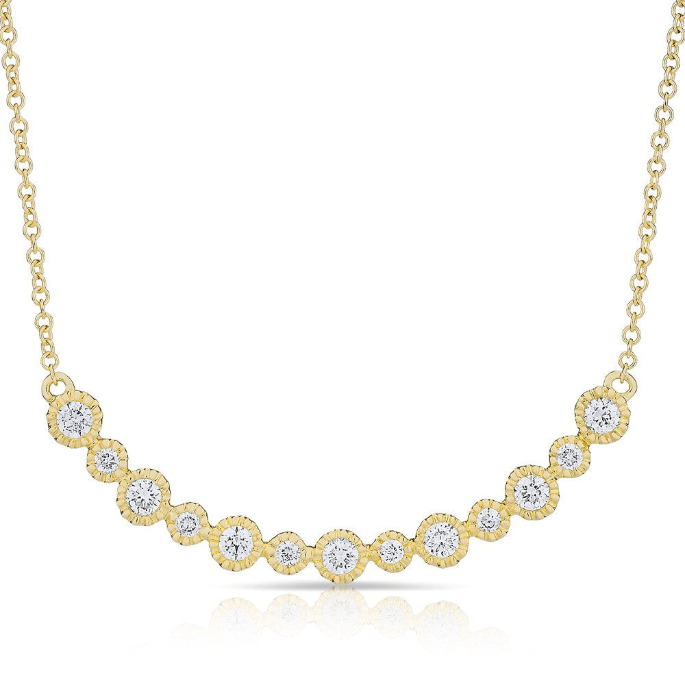 14KT Yellow Gold Diamond Bezel Crescent Necklace