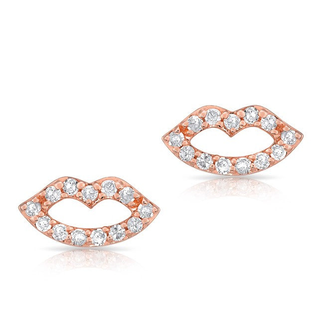 14KT Rose Gold Diamond Kiss Stud Earrings