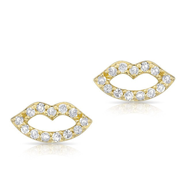 14KT Yellow Gold Diamond Kiss Stud Earrings
