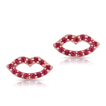 14KT Rose Gold Ruby Kiss Stud Earrings
