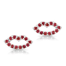 14KT White Gold Ruby Kiss Stud Earrings