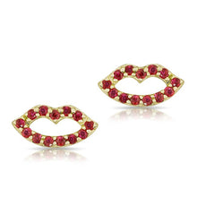 14KT Yellow Gold Ruby Kiss Stud Earrings