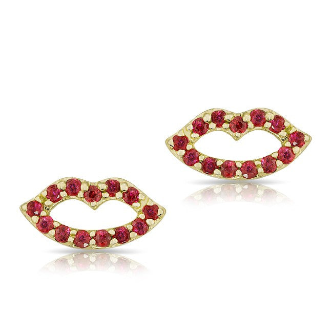 14KT Yellow Gold Ruby Kiss Stud Earrings