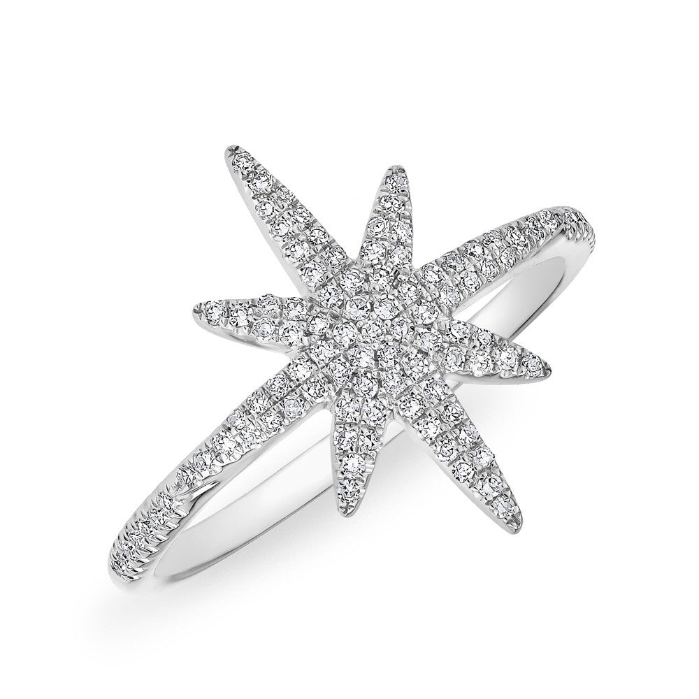 14KT White Gold Diamond Glimmer Star Ring