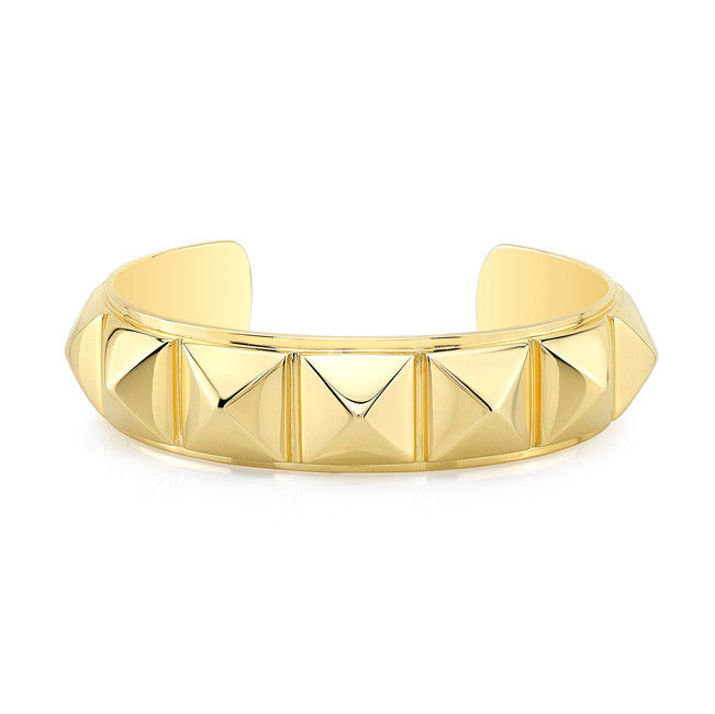 18KT Gold Plated Sterling Silver Small Pyramid Cuff Bracelet