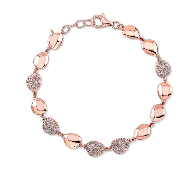 14KT Rose Gold Diamond Pebble Bracelet