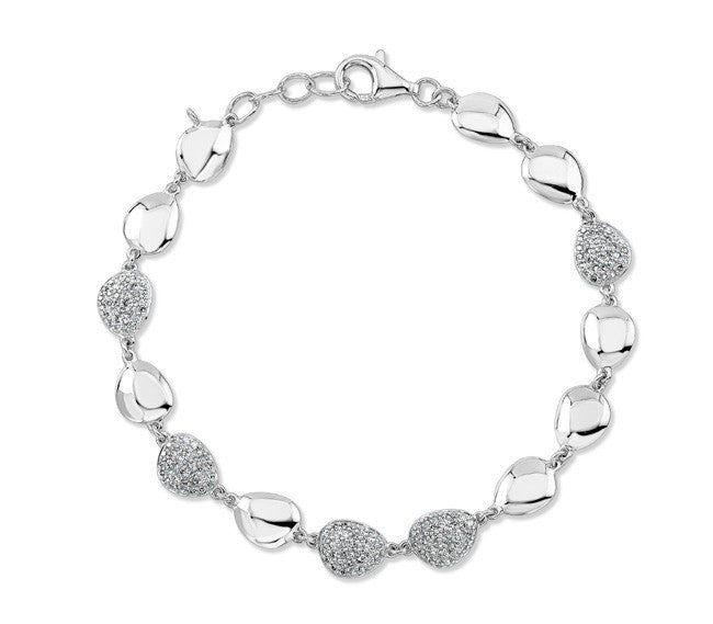 14KT White Gold Diamond Pebble Bracelet