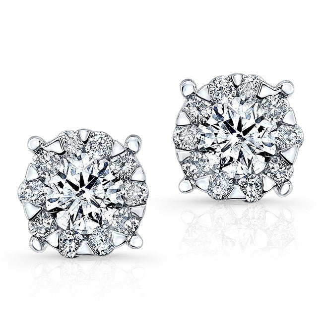 18KT White Gold Diamond Stud Earrings