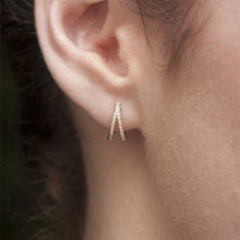14KT Rose Gold Diamond Wishbone Huggie Earrings
