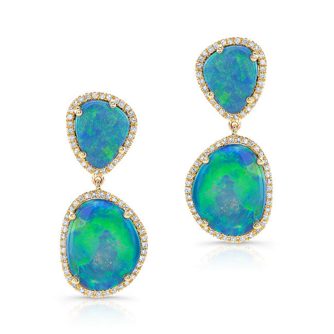 14KT Yellow Gold Organic Opal Drop Earrings