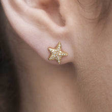 14KT Yellow Gold Diamond Starfish Stud Earrings