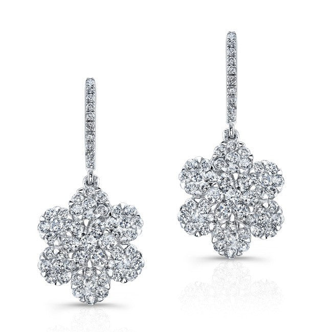 18KT White Gold Diamond Flora Flower Earrings