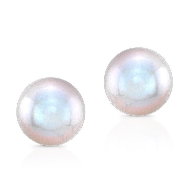 18KT White Gold Large Grey Pearl Stud Earrings