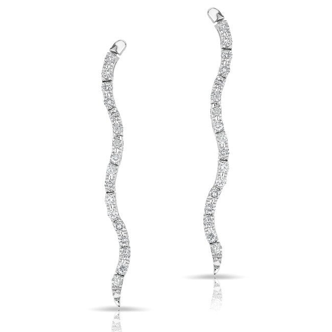 14KT White Gold Diamond Swerve Drop Earrings