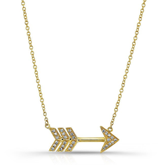 14KT Yellow Gold Diamond Large Arrow Necklace