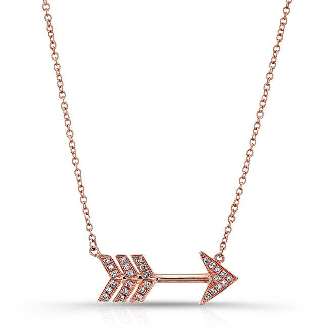 14KT Rose Gold Diamond Large Arrow Necklace
