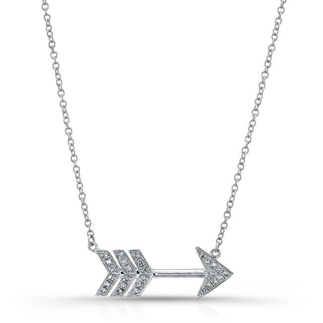 14KT White Gold Diamond Large Arrow Necklace