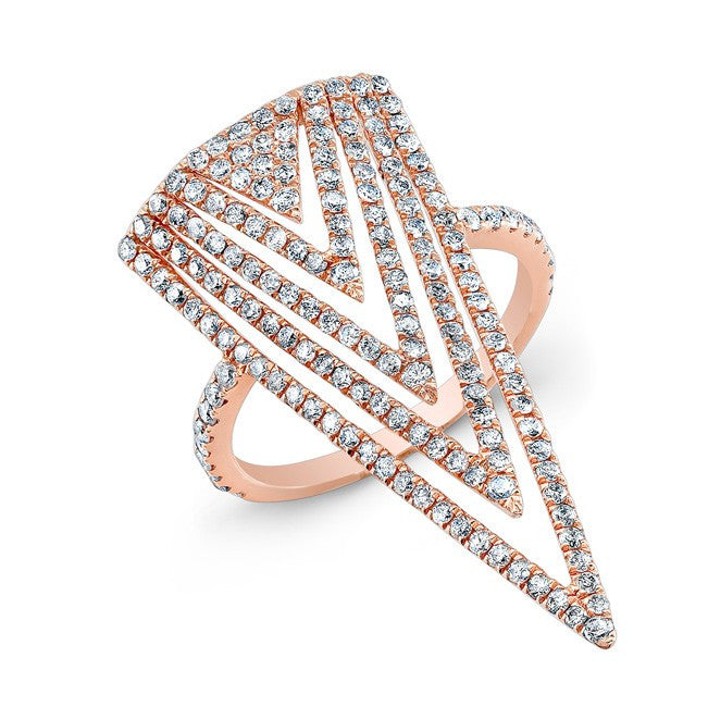 18KT Rose Gold Diamond Arrowhead Ring