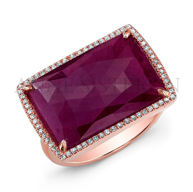 14KT Rose Gold Diamond Ruby Cocktail Ring
