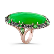 14KT Rose Gold Tsavorite Garnet Diamond Cocktail Ring