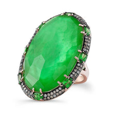 14KT Rose Gold Tsavorite Garnet Diamond Cocktail Ring