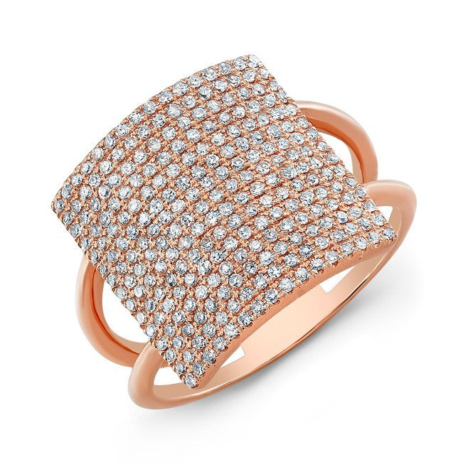 18KT Rose Gold Diamond Square Ring