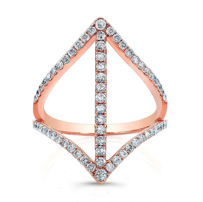 18KT Rose Gold Diamond Spear Ring