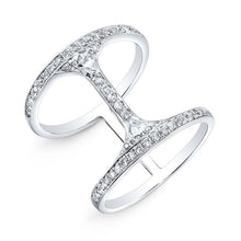 18KT White Gold Diamond H Deux Ring