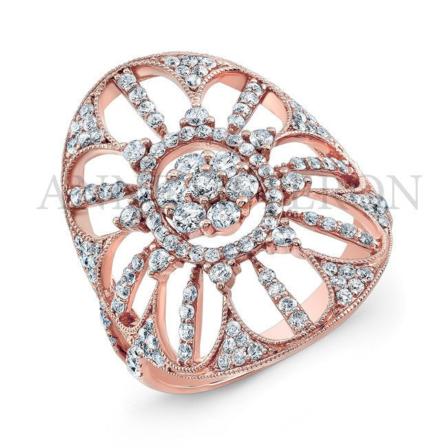 18KT Rose Gold Diamond Shield Ring