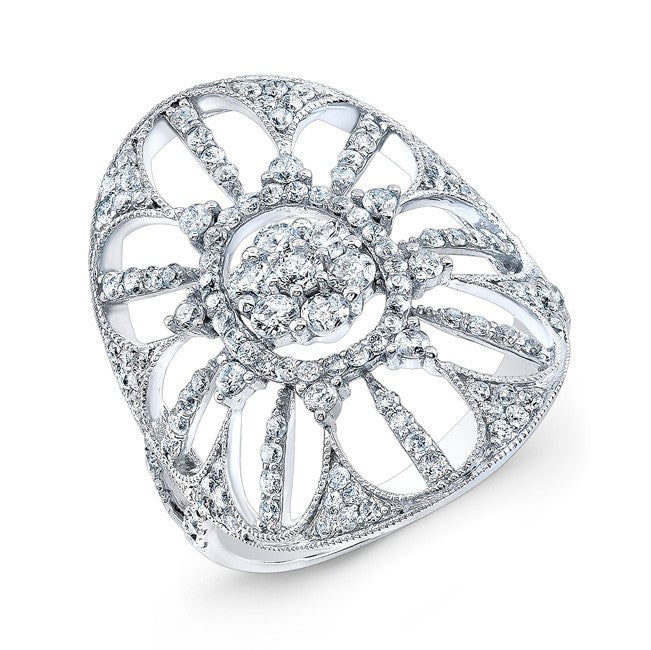 18KT White Gold Diamond Shield Ring