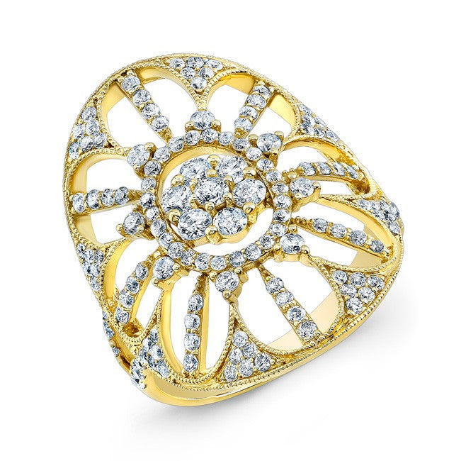 18KT Yellow Gold Diamond Shield Ring