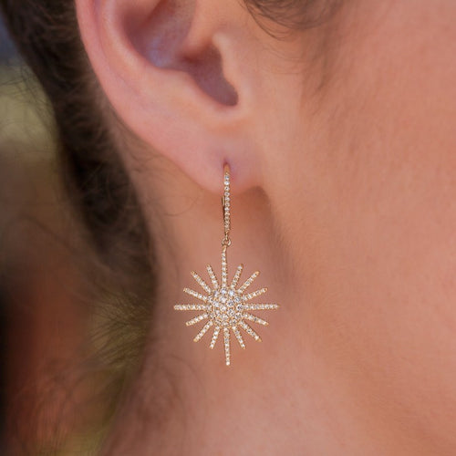 14KT Rose Gold Diamond Aurora Sun Earrings