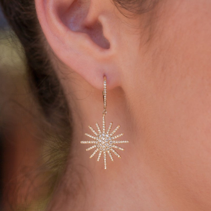 14KT Rose Gold Diamond Aurora Sun Earrings
