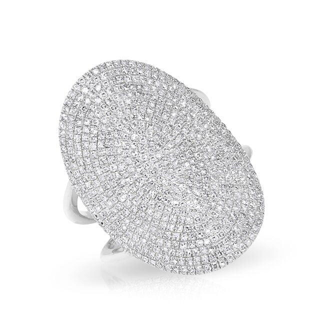 14KT White Gold Diamond Oval Armor Ring