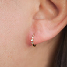 14KT Rose Gold Diamond Hazel Bezel Huggie Earrings