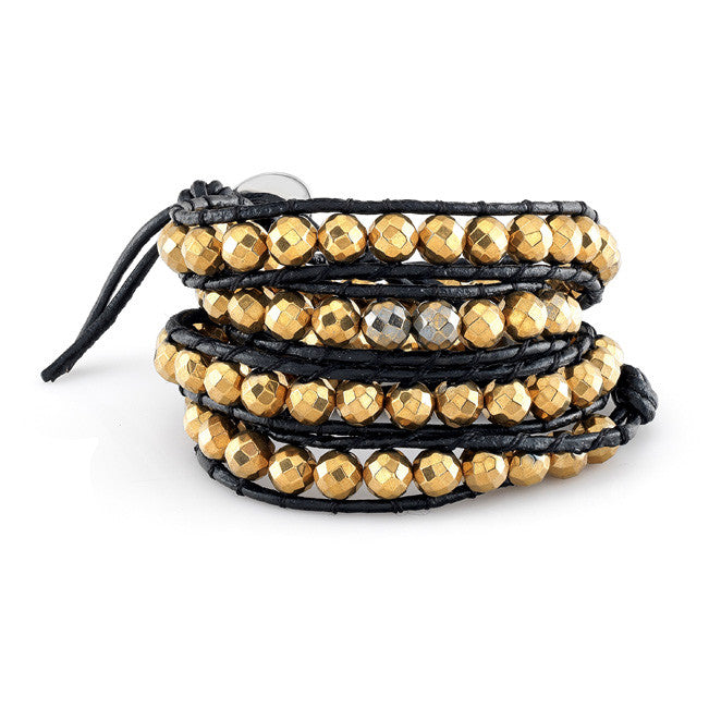 Small Pyrite Bead Wrap Bracelet