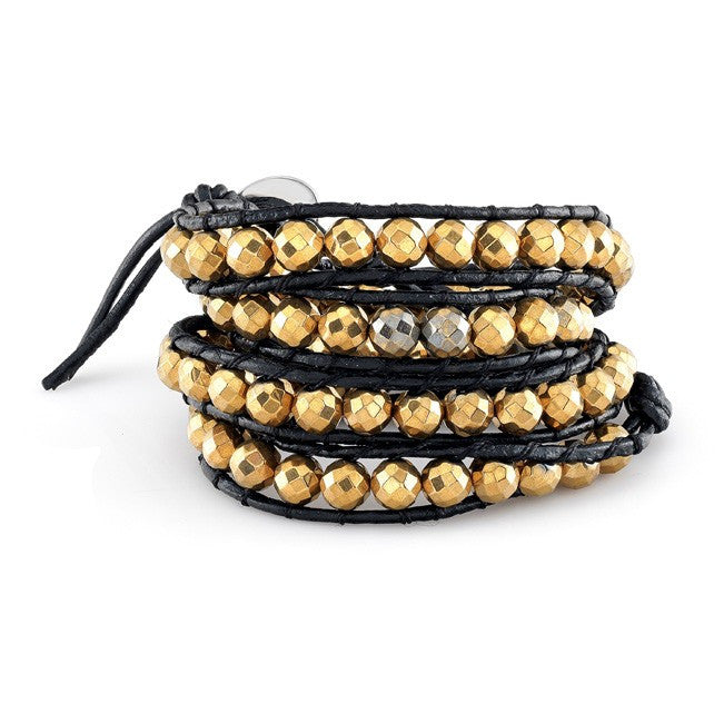 Large Pyrite Bead Wrap Bracelet
