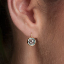 14KT Yellow Gold Blue Topaz Earrings