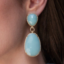 14KT Yellow Gold Amazonite Diamond Earrings