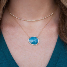 14KT Rose Gold Blue Apatite Diamond Necklace